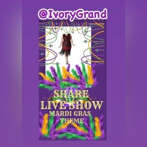 Live Share Show Flyer Mardi Gras Theme Like for Notifications